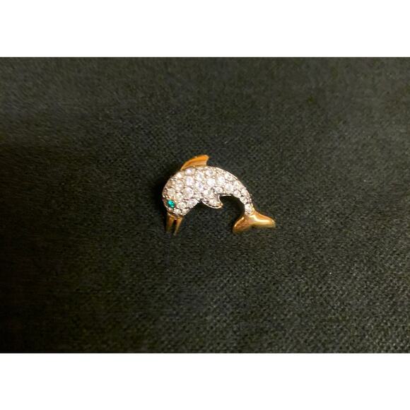 Swarovski Crystal Dolphin Lapel Pin Vintage - Picture 1 of 3